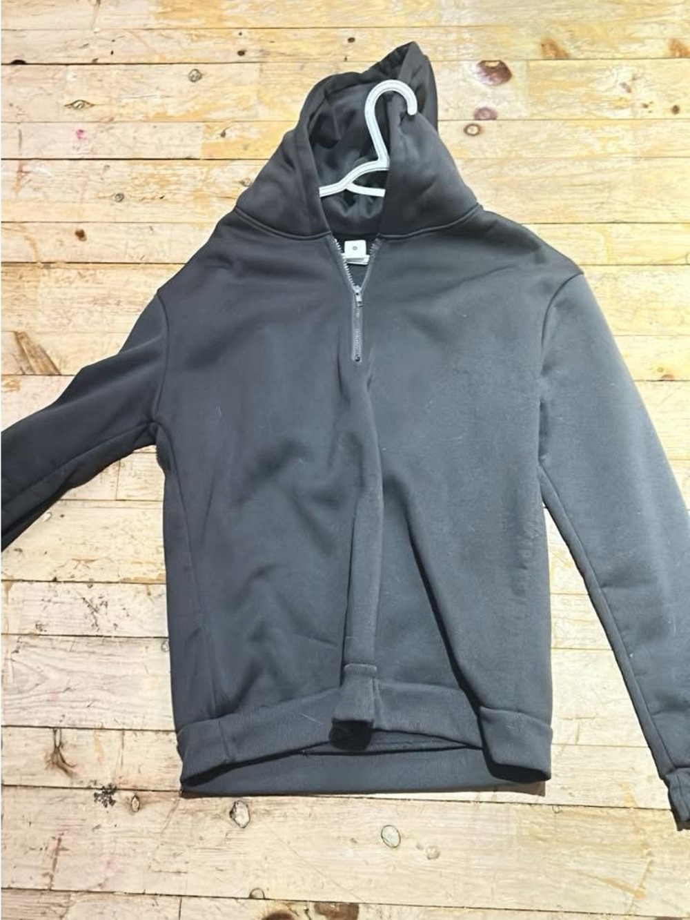 SHEIN Black Half-Zip Hooded Jacket